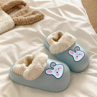 女 秋冬外穿厚底防滑可拆卸舒适休闲加绒加厚包头保暖棉鞋 拖鞋 女款