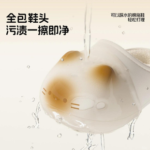 棉拖鞋女款2025新款爆款百搭焦糖猫咪厚底防水防滑毛绒保暖棉拖女