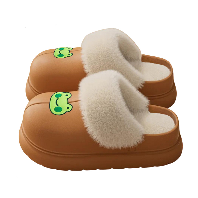 拖鞋女款秋冬厚底可拆卸新款防水毛绒室内居家爆款可爱防滑棉拖鞋