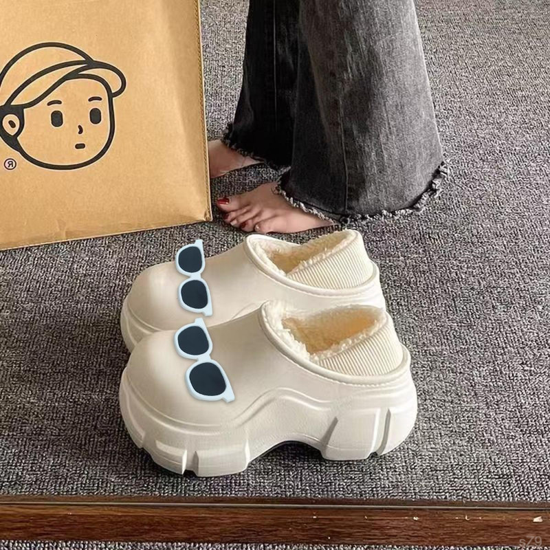 秋冬季包头棉拖鞋男女加绒保暖防滑防水居家外穿情侣包跟棉鞋厚底