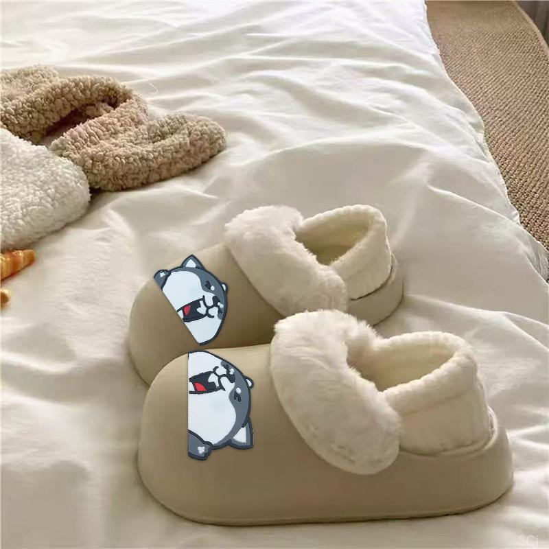 可爱防水厚底棉拖鞋室内拖鞋加厚加绒女款家居可拆卸冬季防滑保暖