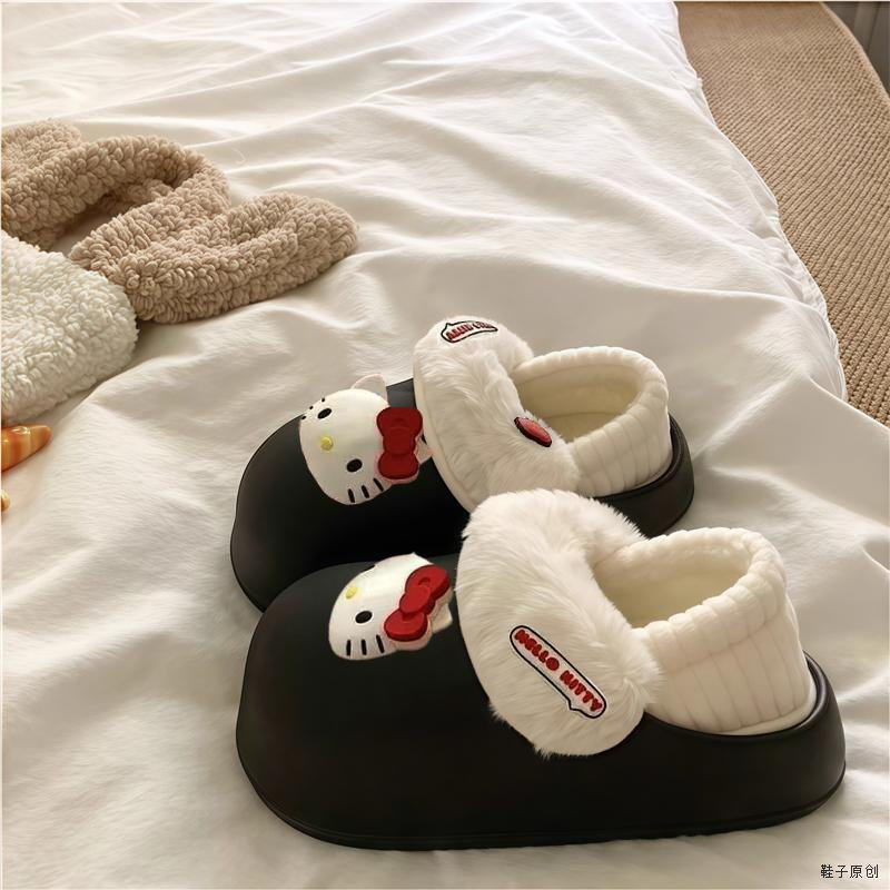 可拆卸毛毛棉拖鞋女2025年爆款冬季外出洋气可爱卡通包头拖鞋防滑