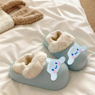 棉拖鞋女款冬季新款外穿增高跟防水防滑可爱卡通厚底包头防滑棉鞋