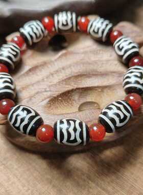 原创藏式真品天然玛瑙大鹏天珠民族风情侣手串招财手链宝珠念珠佛