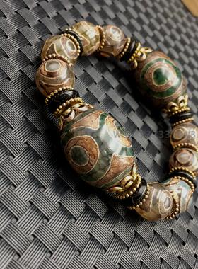 西藏三眼天珠玛瑙原石男女款手串