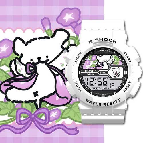 线条小狗周边可爱卡通动漫电子手表儿童中小学生礼物考试专用腕表