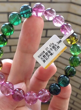 巴西老矿天然碧玺手链 原石打磨女性高级饰品 海岛春天品牌独