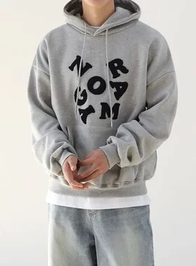 连帽韩版套头MYQ潮流春秋卫衣衣服外套刺绣长袖宽松潮流男休闲