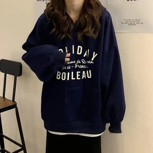 薄款秋季潮卫衣连帽2022潮秋网红新款女韩版带帽衫ins超火宽松cec