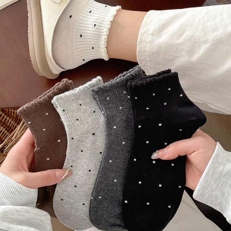 花边袜子女短袜春夏季ins潮日系miu风波点棉袜夏天薄款透气船袜女,女士内衣/男士内衣/家居服,短袜,淘宝优惠券,粉丝福利购,淘宝优惠卷