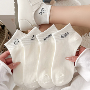 爆款 透气棉袜2026新款 百搭运动船袜 薄款 无骨白色袜子女短袜春夏季
