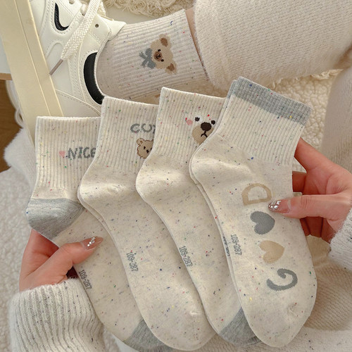 卡通点子纱袜子女中筒袜棉袜春夏款ins潮日系可爱学院风夏天短袜