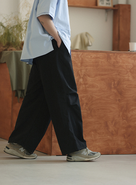 NOEARS美式复古黑色伞兵束脚休闲长裤春夏宽松户外机能直筒工装裤