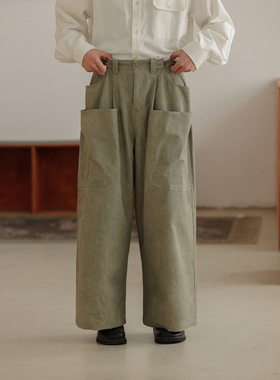 NOEARS日系复古做旧灰色宽松废土风休闲裤设计感工装长裤日系潮