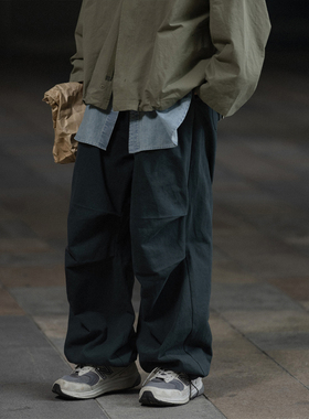 NOEARS复古松石绿vintage伐木裤直筒束脚cleanfit工装休闲长裤ins