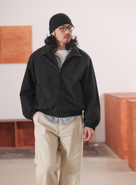 NOEARS日系黑色立领短款夹克春季教练外套防风拉链衫痞帅复古高街