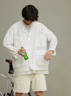 NOEARS日系白色设计感防晒衣夏cityboy宽松外套男女户外轻薄防水