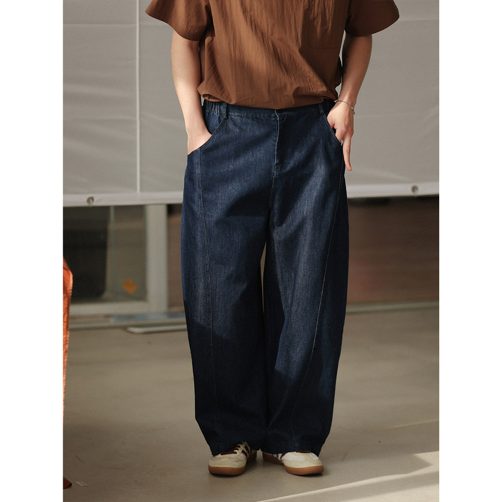 NOEARS蓝色水洗廓形牛仔弯刀裤日系复古痞帅工装阔长腿裤男女情侣,男装,牛仔裤,淘宝优惠券,粉丝福利购,淘宝优惠卷