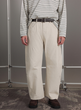 NOEARS春季cityboy杏白色宽松直筒休闲裤日系少年感工装垂感长裤