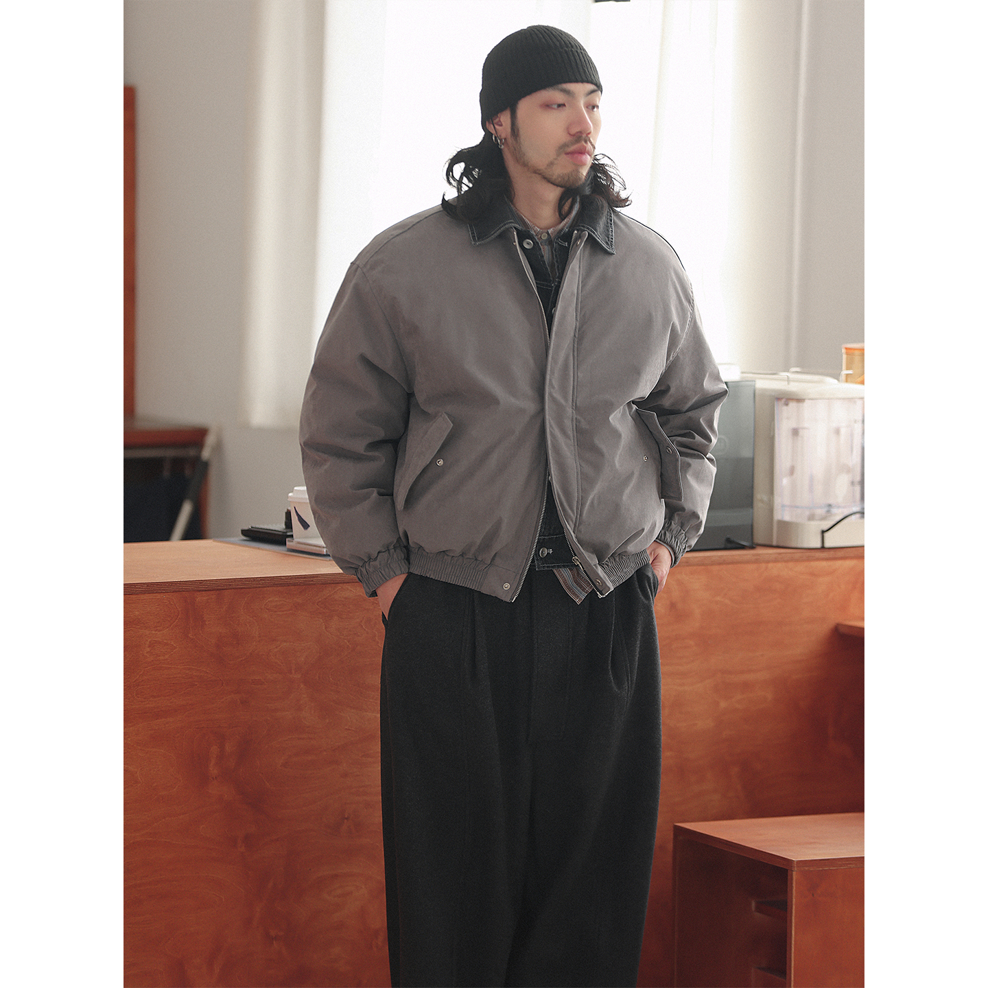 NOEARS加厚冬季短款假两件棉服