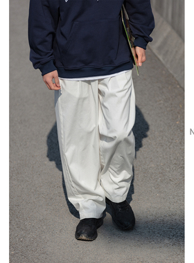 NOEARS日系复古白色阔腿直筒Cityboy宽松垂感休闲长裤子男ins春夏