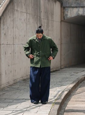 NOEARS日系复古绿色宽松休闲工装夹克春秋cityboy痞帅翻领外套