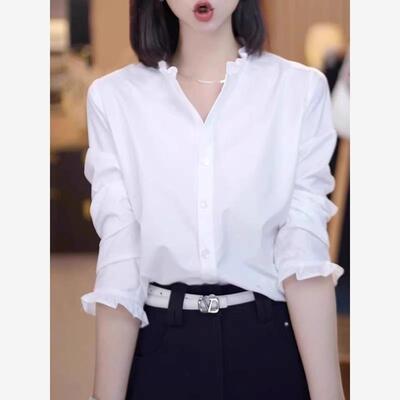 大码法式气质木耳边白色