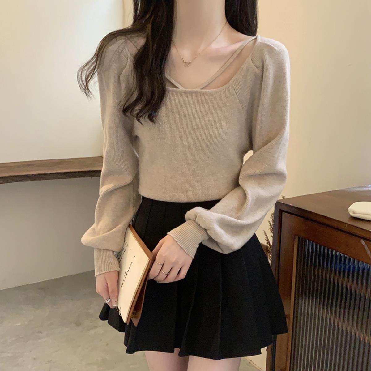 春季韩版高级感方领内搭