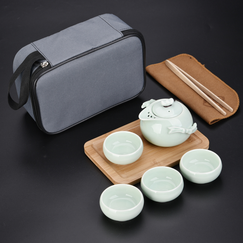 旅行功夫茶具套装一壶二杯快客茶壶户外便携整套家用陶瓷定制logo