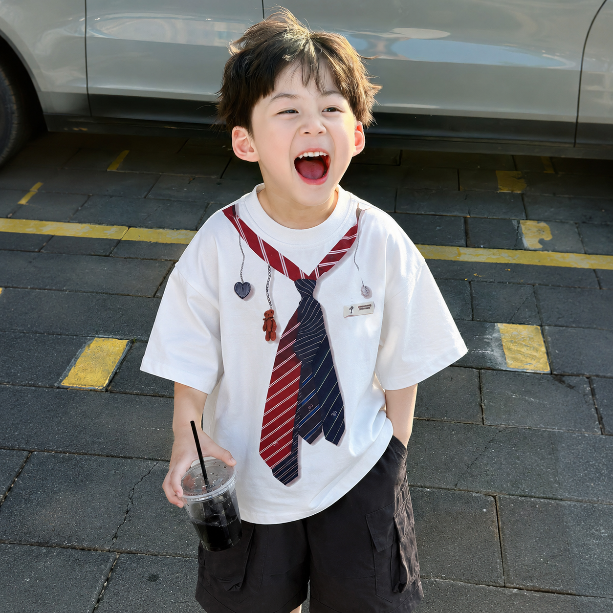 2026夏季新款男孩儿童夏装男童短袖t恤中袖中小童宽松休闲上衣潮t