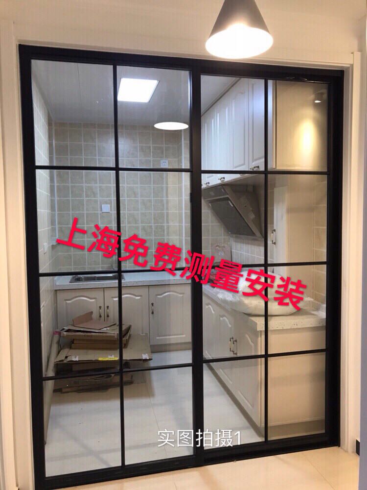 上海定制客厅室内门厨房移门阳台钛镁合金推拉门单层钢化玻璃