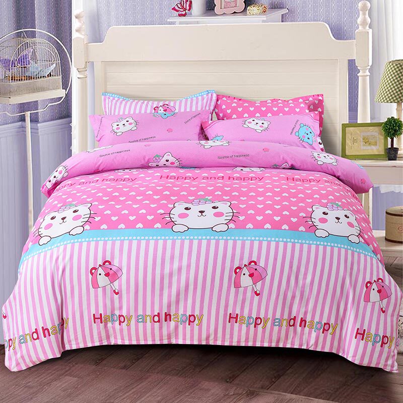 100%纯棉四件套1.5米1.8m床上用品床单被套双人全棉4件套儿童卡通