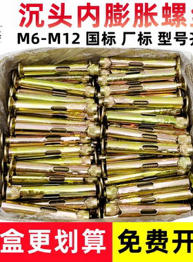 乐丞镀锌十字沉头内膨胀螺丝平头内置式拉爆膨胀螺栓内爆M6M8M10