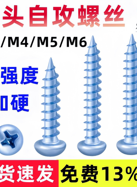 乐丞圆头自攻螺丝镀蓝白锌 国标 高强度木螺丝M3M4M5M6盘头加硬