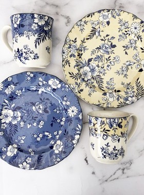 外贸出口英国英格兰小镇复古乡村Johnson Brothers甜点早餐盘子杯