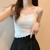 辣妹带胸垫吊带背心女内搭2025新款 上衣薄款 修身 打底抹胸美背短款
