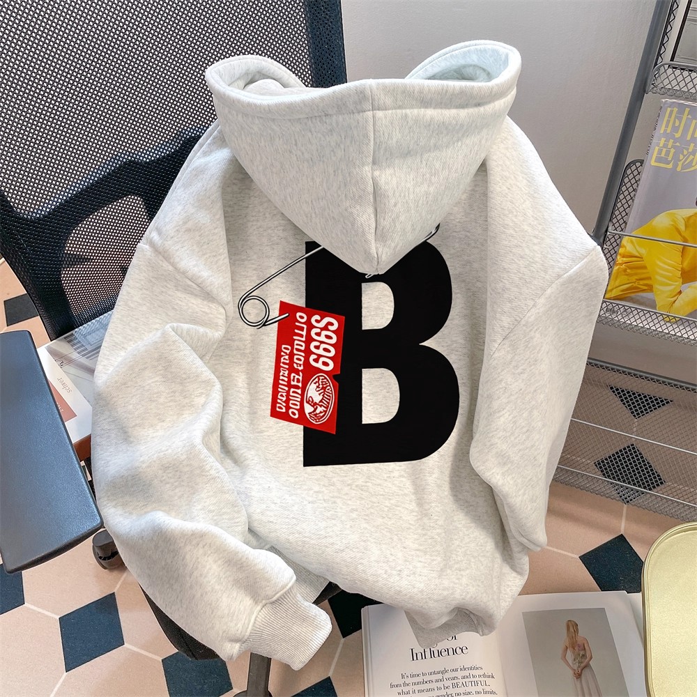 特大码300斤潮牌字母连帽卫衣男