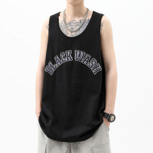 肥仔宽松特大码300斤夏日多巴胺穿搭纯棉休闲无袖背心t恤坎肩汗衫