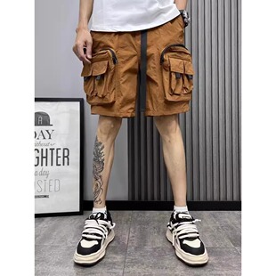 男女潮牌小众宽松休闲五分裤 特大码 短裤 多口袋工装 300斤港风夏季
