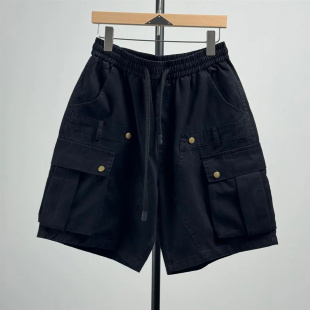 短裤 多口袋工装 夏季 复古百搭直筒五分裤 特大码 设计感休闲中裤 男装