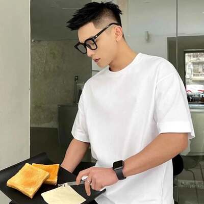 300斤纯色短袖男士夏季新款潮流