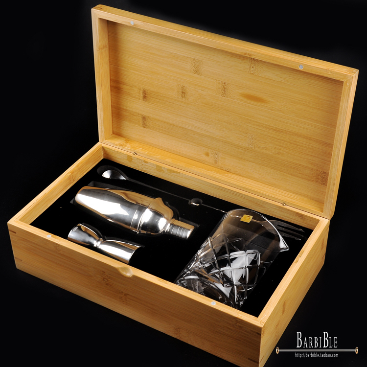 木质调酒礼盒套装调酒器量酒器吧勺调酒杯 雪克壶套装组合