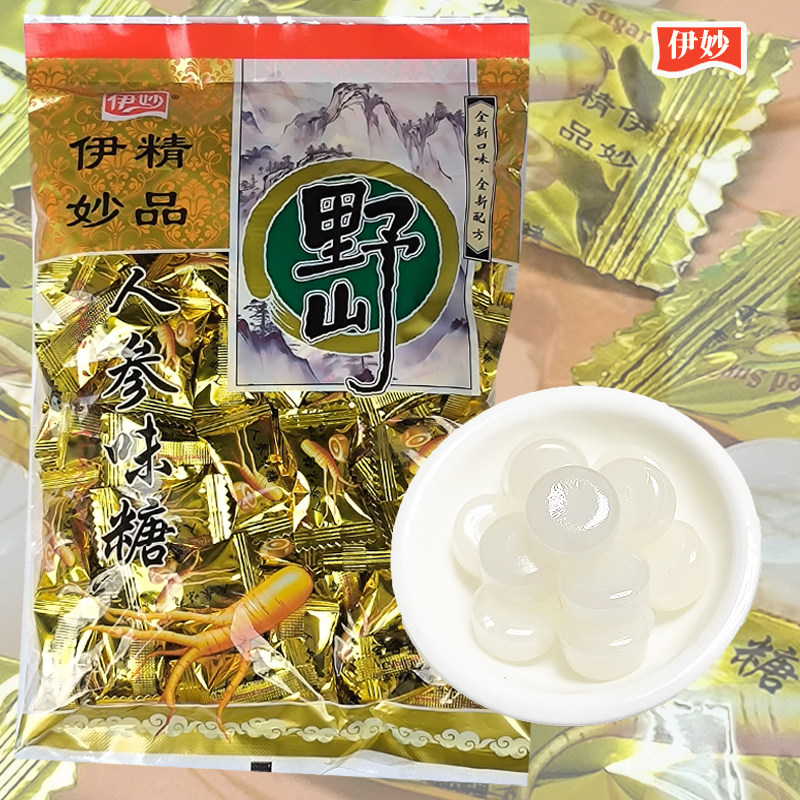 伊妙人参味糖硬糖润喉清凉招待婚庆糖果休闲零食380g