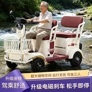 永久品牌电动四轮车智能刹车接送孩子家用小型电瓶车休闲代步车