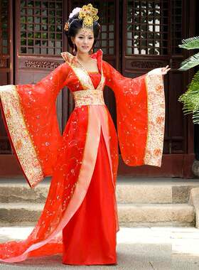 华丽贵妃装古装服装仙女汉服大唐拖尾贵妃仙女古装公主舞台演出服