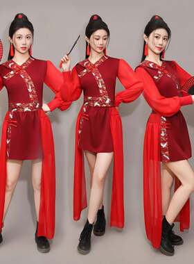 寄明月舞蹈服女打鼓服套装中国风爵士团体服装女古典舞古风表演服