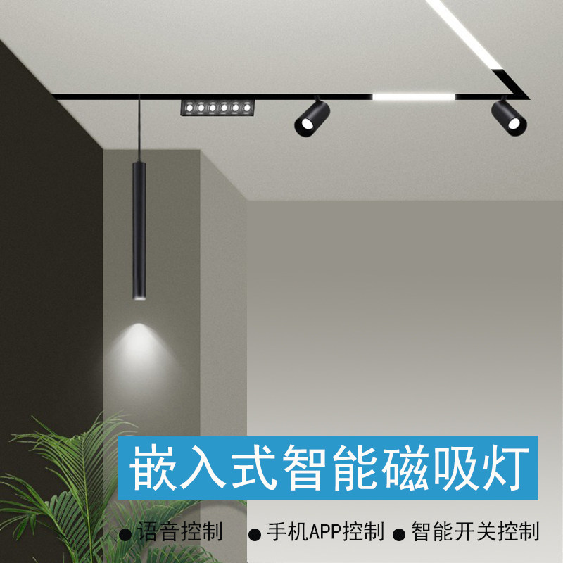 客厅无主灯语音控制磁吸轨道灯图片