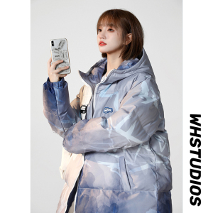 23冬季美式冲锋衣渐变山水印花连帽棉衣加厚面包服1065-P128控158图片