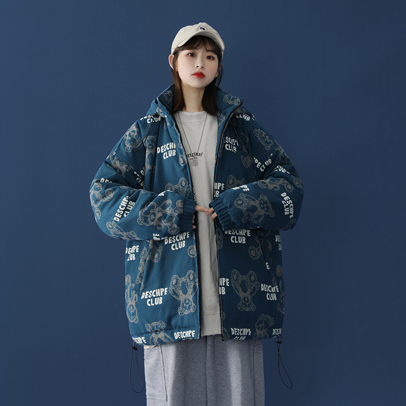 （版权已注册）中性风小熊满印宽松棉衣外套面包服227-6-896-P128图片