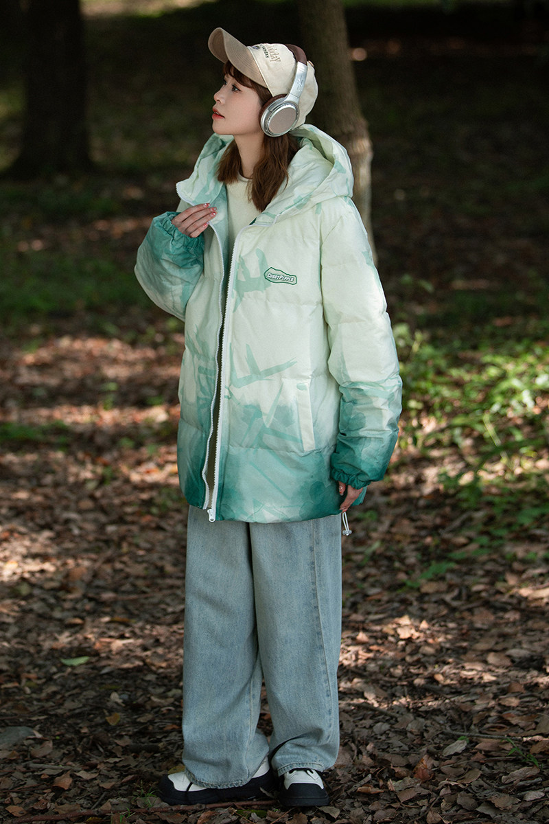 23冬季美式冲锋衣渐变山水印花连帽棉衣加厚面包服1065-P128控158,男装棉衣,星座227-6